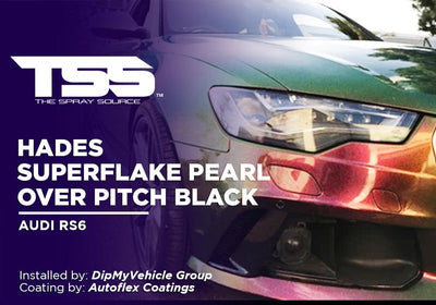HADES SUPERFLAKE PEARL OVER PITCH BLACK | AUTOFLEX COATINGS | PEELABLE PAINT | AUDI RS6