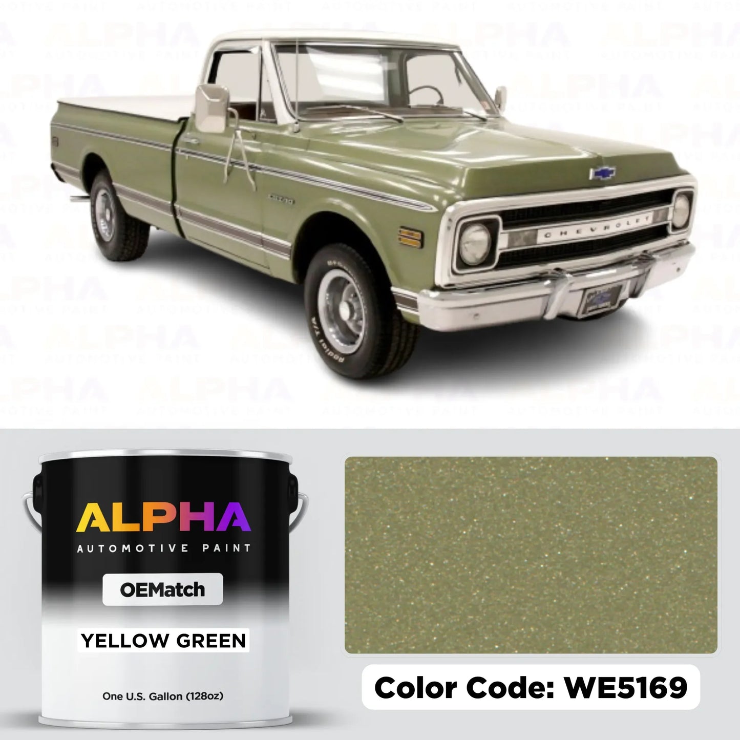 GEN. MOTORS USA YELLOW GREEN M. WE5169 OEM basecoat paint
