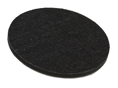Black circular car detailing pad with textured surface for orange peel removal