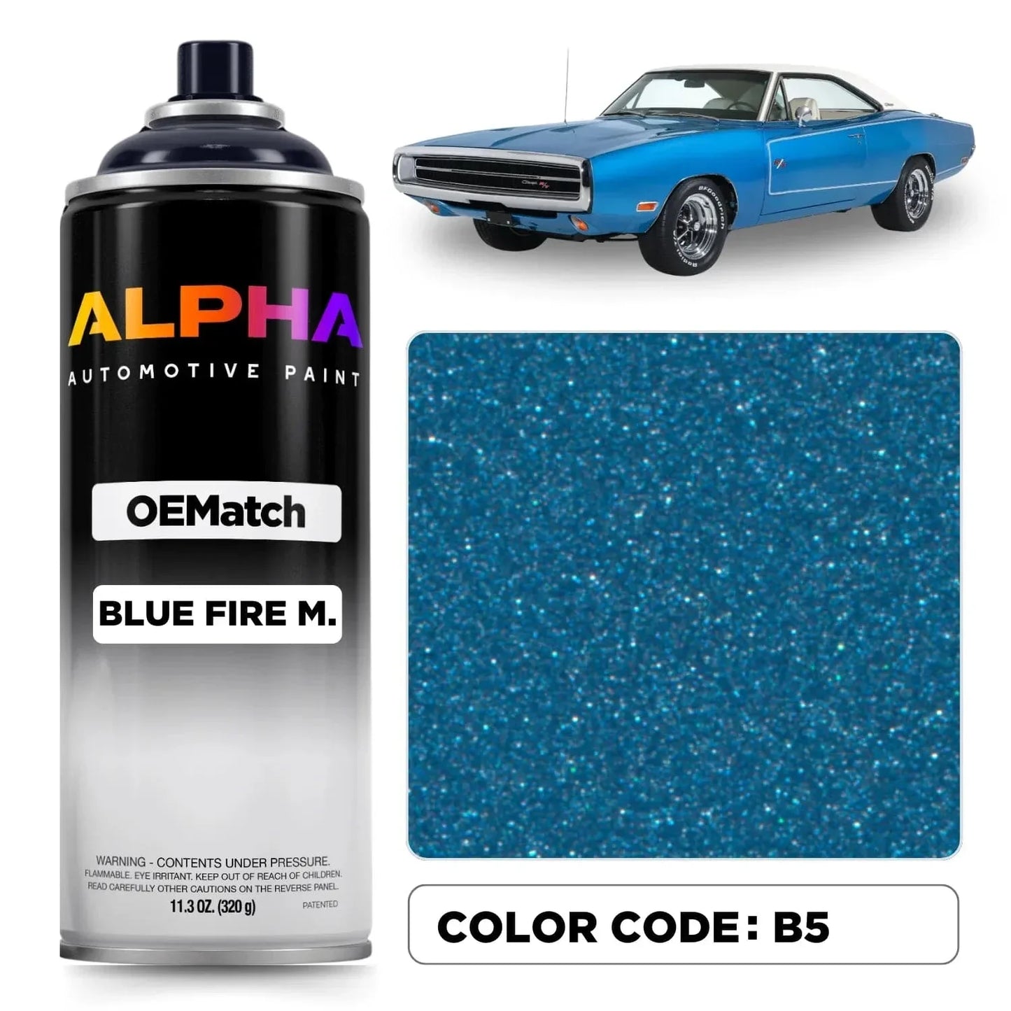 Dodge Blue Fire Metallic B5 OEM color match automotive spray can paint