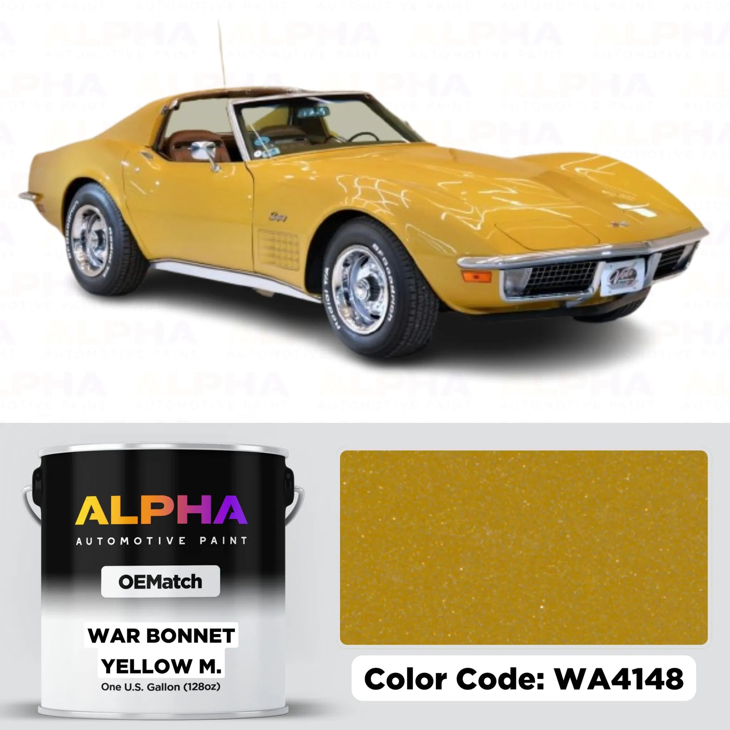 GM War Bonnet Yellow Metallic WA4148 | OEMatch Basecoat