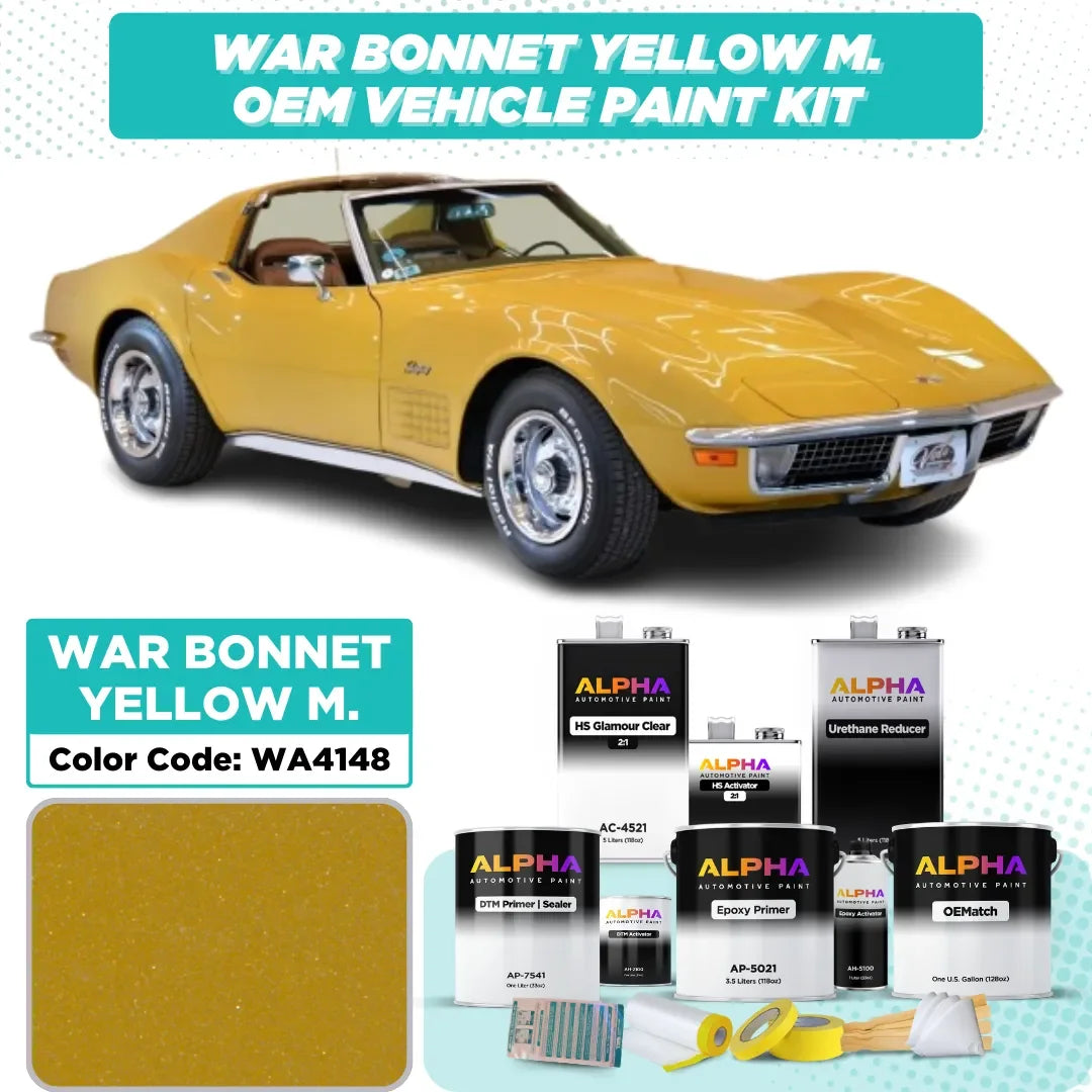 GM War Bonnet Yellow Metallic WA4148 OEM vehicle paint kit