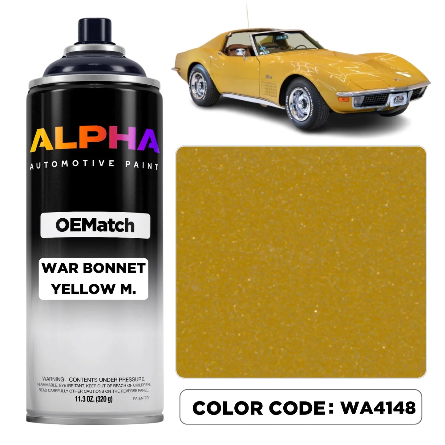 GM War Bonnet Yellow Metallic WA4148 | OEMatch Spray Can