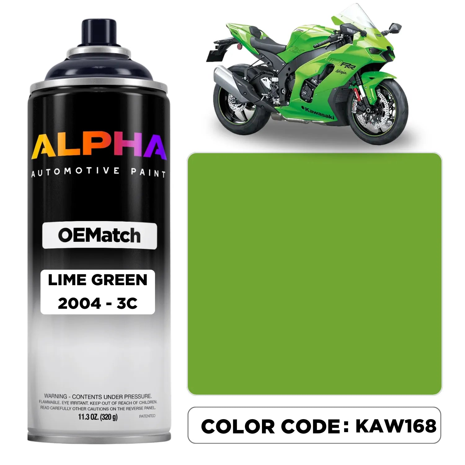Kawasaki Motorcycle Lime Green 2004 - 3C KAW168 | OEMatch Spray Kawasaki Motorcycle Lime Green 2004 - 3C KAW168 | OEMatch Spray