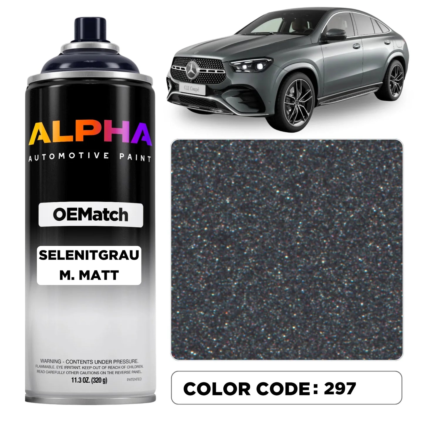 Mercedes Selenite Grey Metallic Matte 297 | OEMatch Spray Can