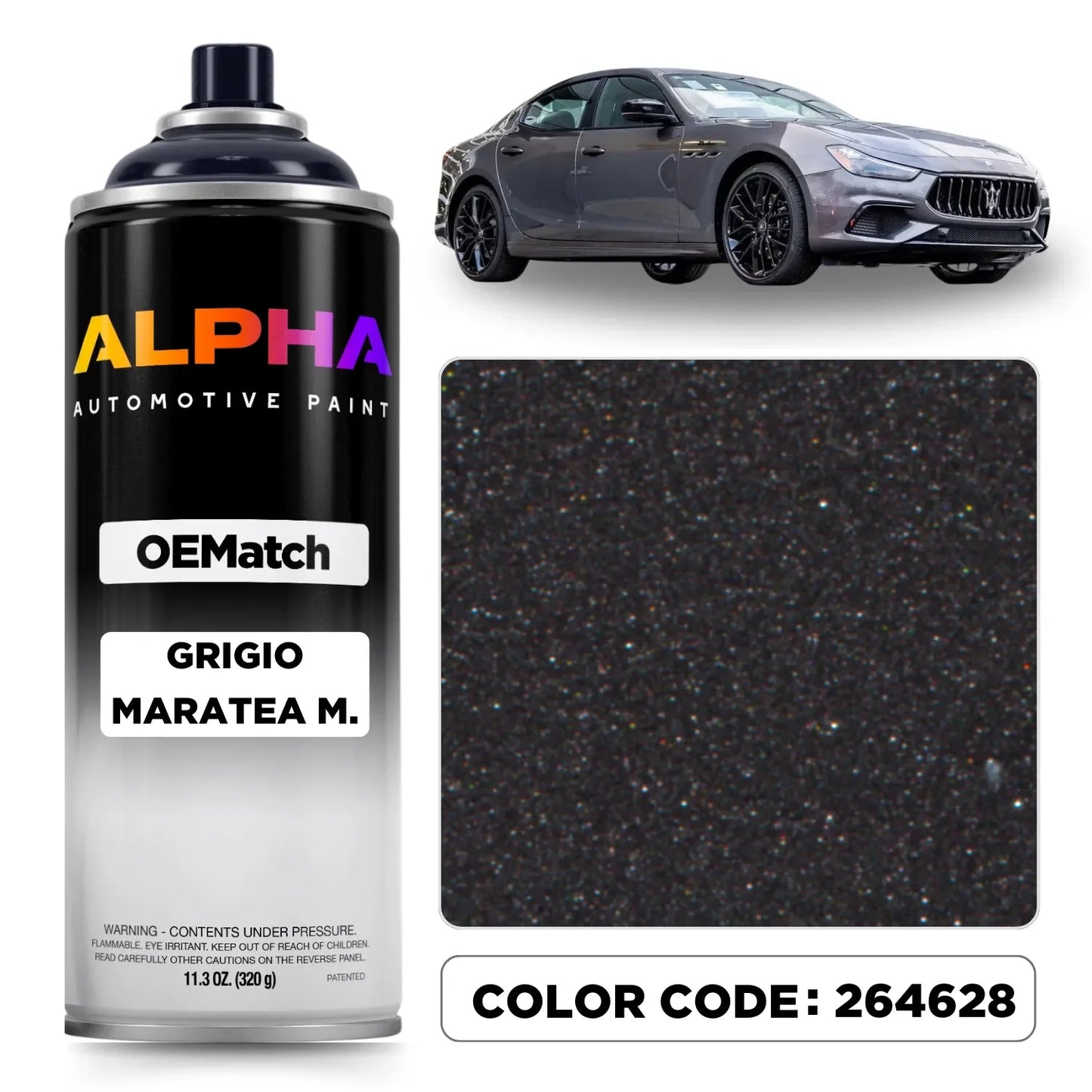 Maserati Grigio Maratea Metallic 264628 OEM color match automotive spray can paint