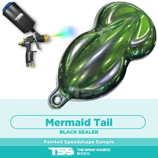 Mermaid Tail Pre-Sprayed Speedshape Paint Sample (Black Ground Coat) - The Spray Source - Alpha Pigments