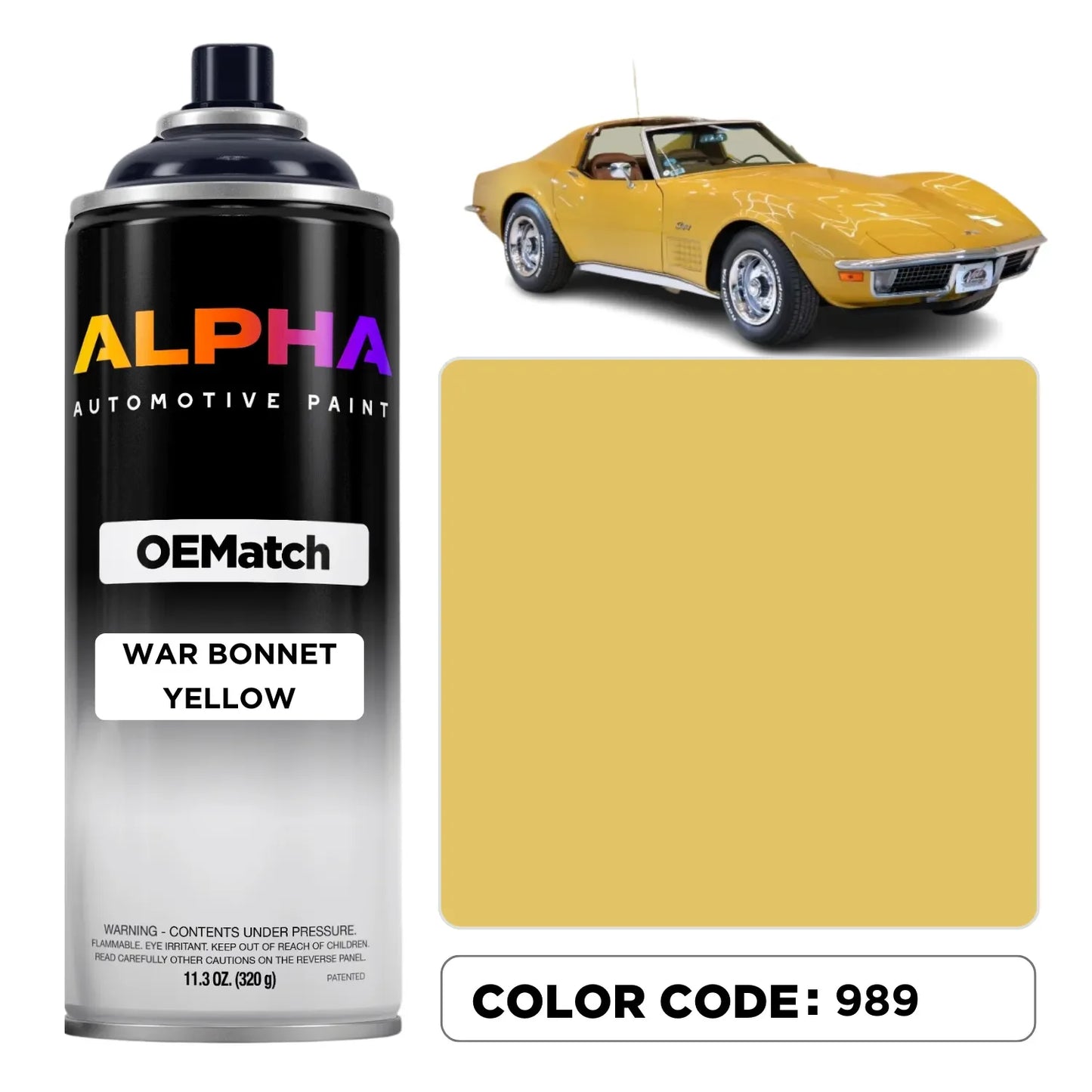 Chevrolet War Bonnet Yellow 989 OEM color match spray can