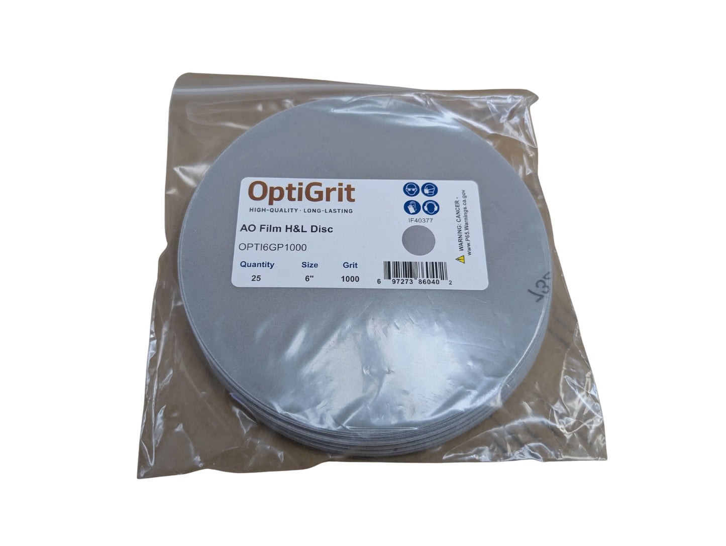 OptiGrit 6" Film Sandpaper Disc P1000 - 25/pk