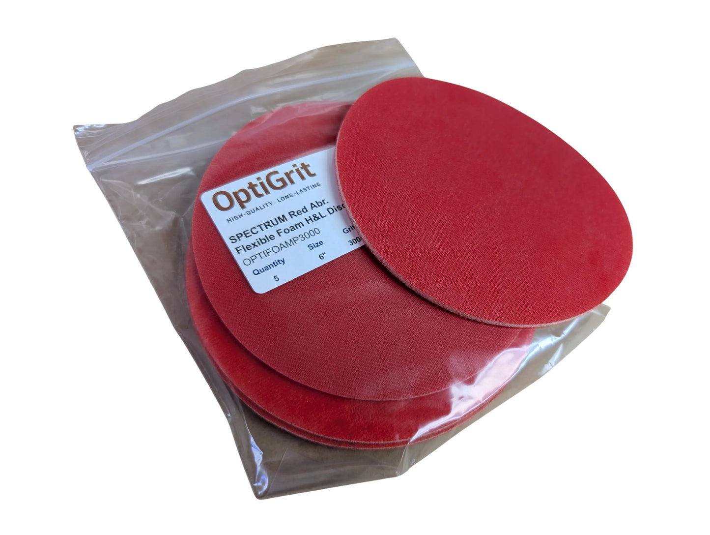 OptiFoam 6" 3000 Grit Red Flexible Foam H&L Disc - 5 pack