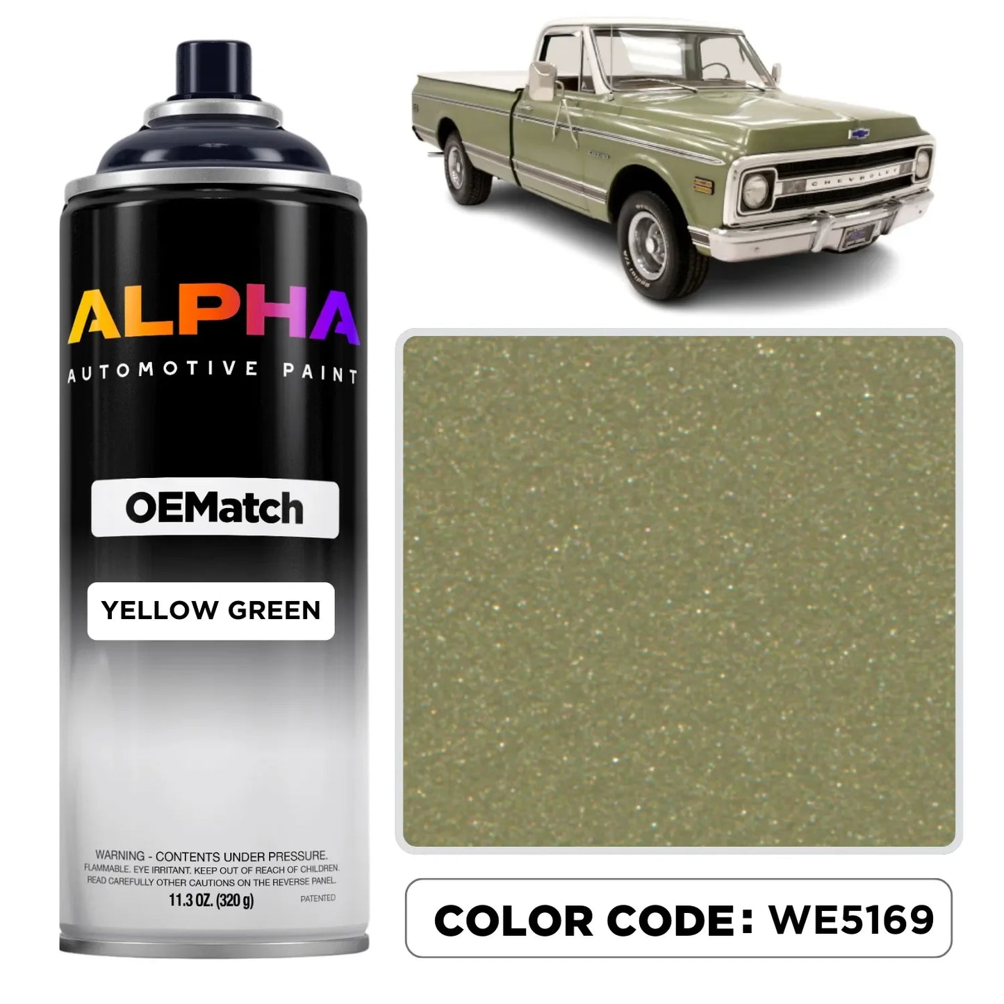 GEN. MOTORS USA YELLOW GREEN M. WE5169 OEM color match spray can