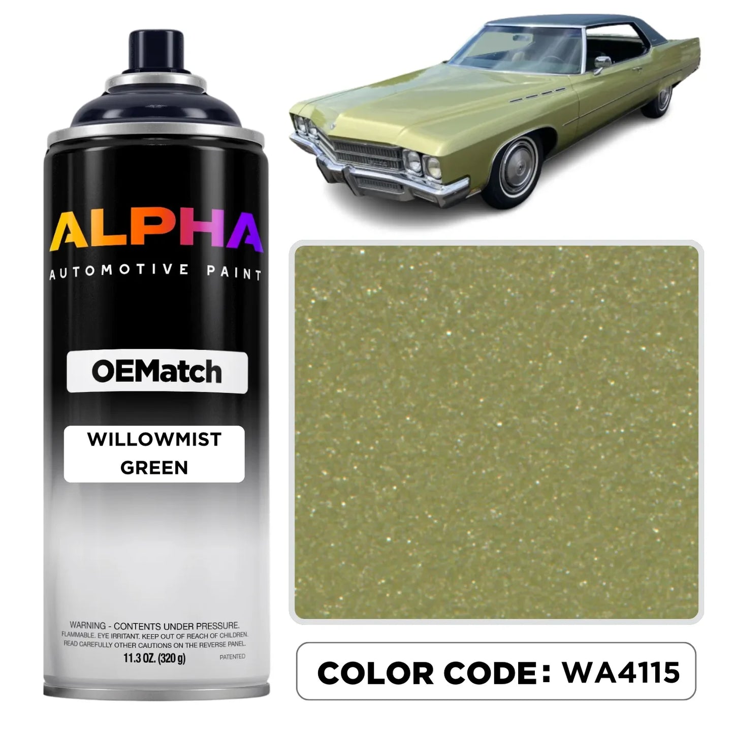 GEN. MOTORS USA WILLOWMIST GREEN M. WA4115 OEM color match spray can