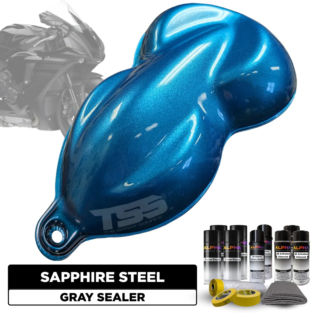 Sapphire Steel Blue Motorcycle Paint Kit