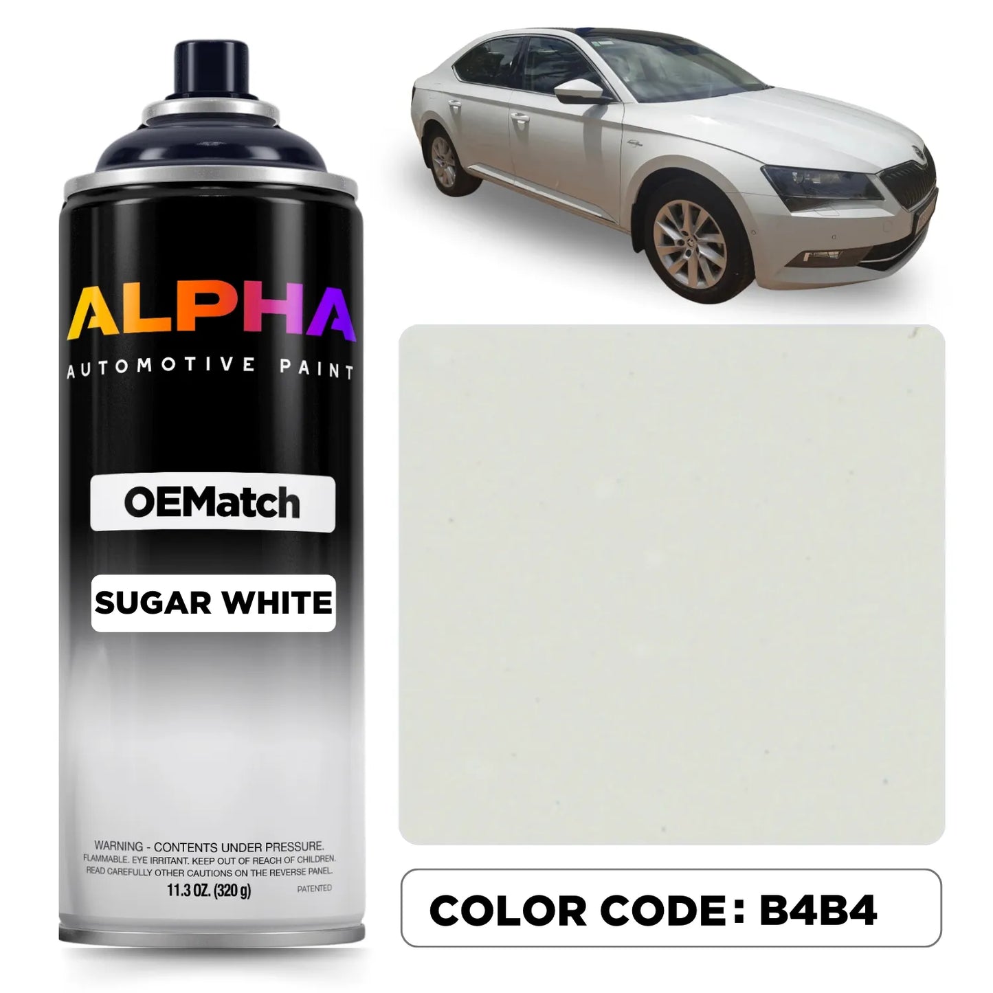 Skoda Sugar White B4B4 | OEMatch Spray Can