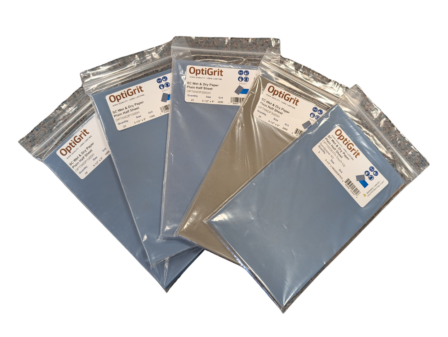 OptiGrit WetDry P1500 5-1/2" x 9" Waterproof Sanding Sheets – (25/pk)