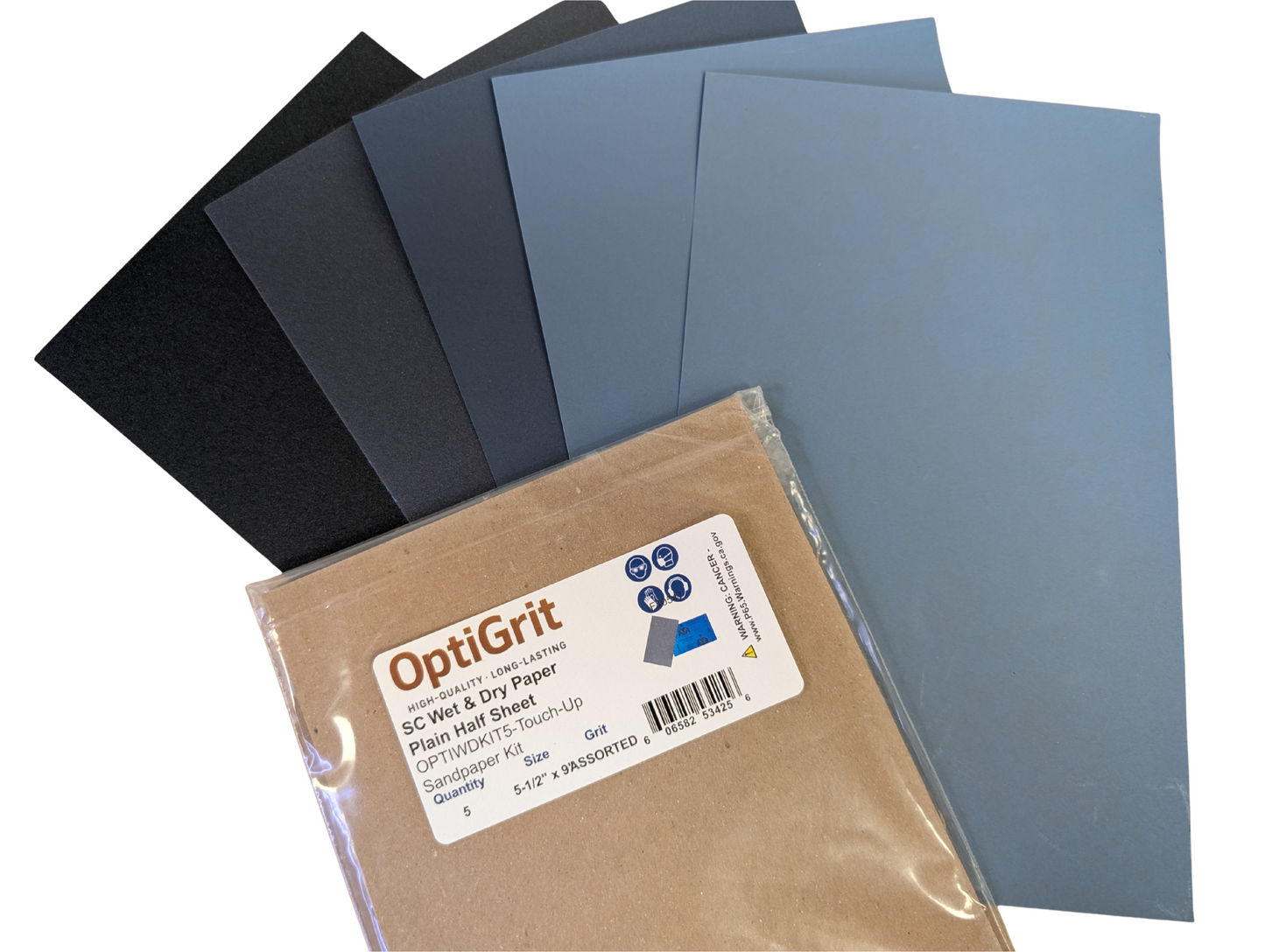 OptiGrit WetDry P1500 5-1/2" x 9" Waterproof Sanding Sheets – (25/pk)