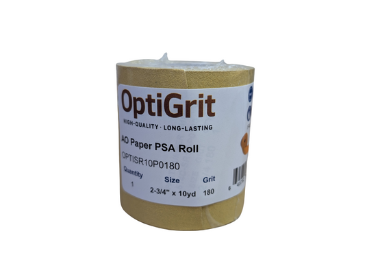 OptiGrit PSA Roll Sandpaper - 180 Grit Aluminum Oxide 2-3/4" x 10 yards