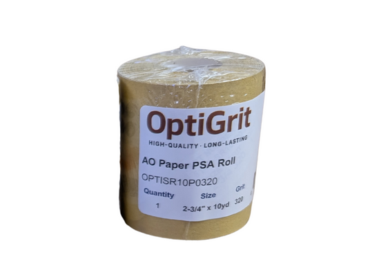 OptiGrit PSA Roll Sandpaper - 320 Grit Aluminum Oxide 2-3/4" x 10 yards