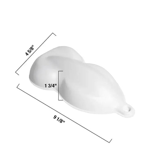 White car paint test shape with dimensions 9 1/8" length, 4 5/8" width, 1 3/4" height on white background
