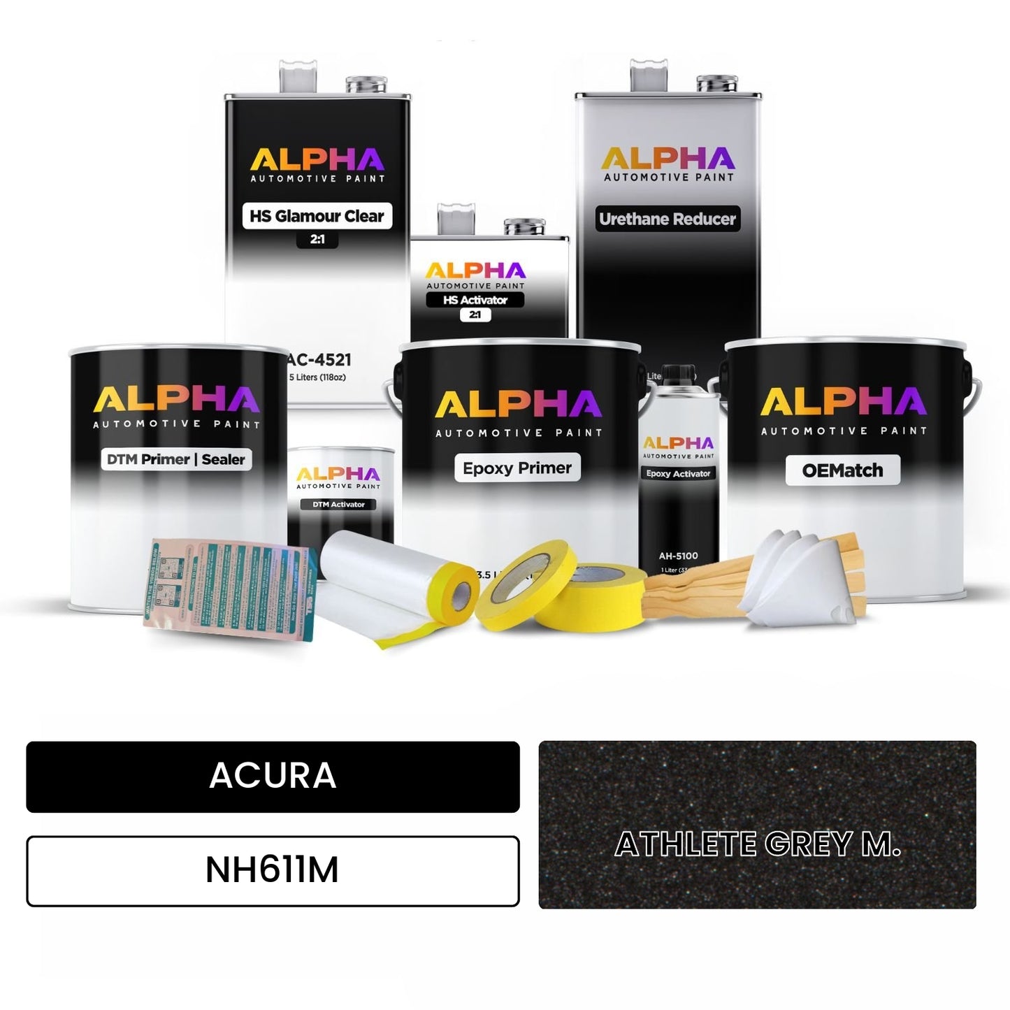 ACURA ATHLETE GREY M. NH611M OEMatch Vehicle Paint Kit