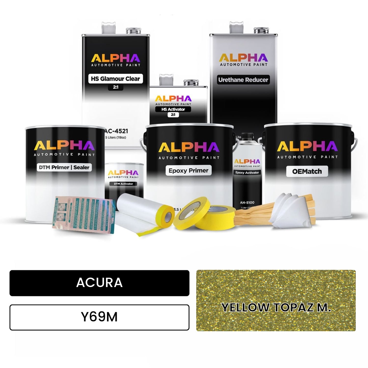 ACURA YELLOW TOPAZ M. Y69M OEMatch Vehicle Paint Kit