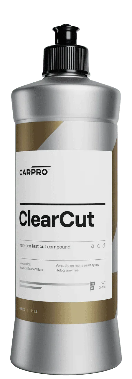 CarPro ClearCut next-gen fast cut compound bottle for automotive paint correction