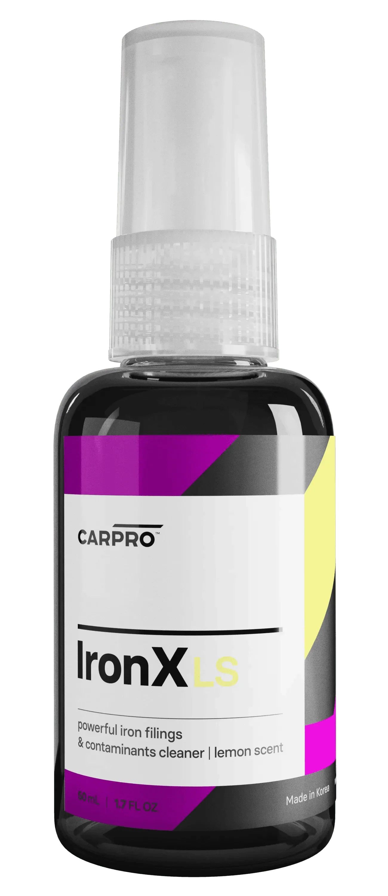 CarPro IronX LS powerful iron filings and contaminants cleaner spray bottle with lemon scent, 50ml
