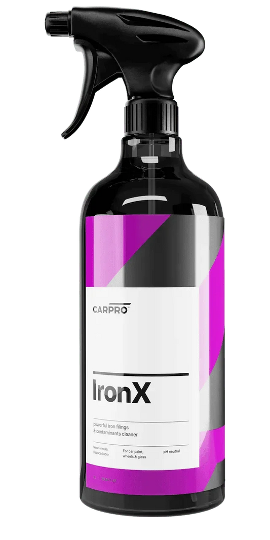 CarPro IronX spray bottle, powerful iron filings and contaminants cleaner for car paint, wheels, and glass