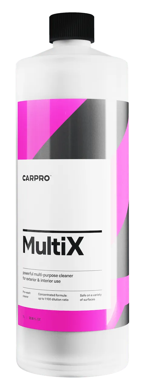 CarPro MultiX powerful multi-purpose cleaner bottle with pink and gray label for exterior and interior use