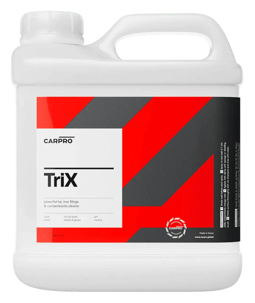 CarPro TriX tar and iron remover cleaner in white container with red and black label