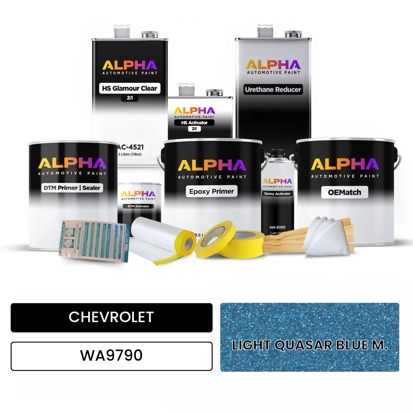 CHEVROLET LIGHT QUASAR BLUE M. WA9790 OEMatch Vehicle Paint Kit