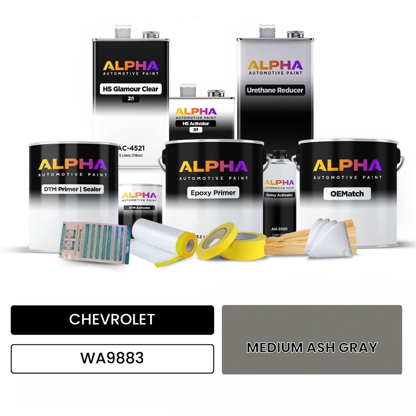 CHEVROLET MEDIUM ASH GRAY WA9883 OEMatch Vehicle Paint Kit