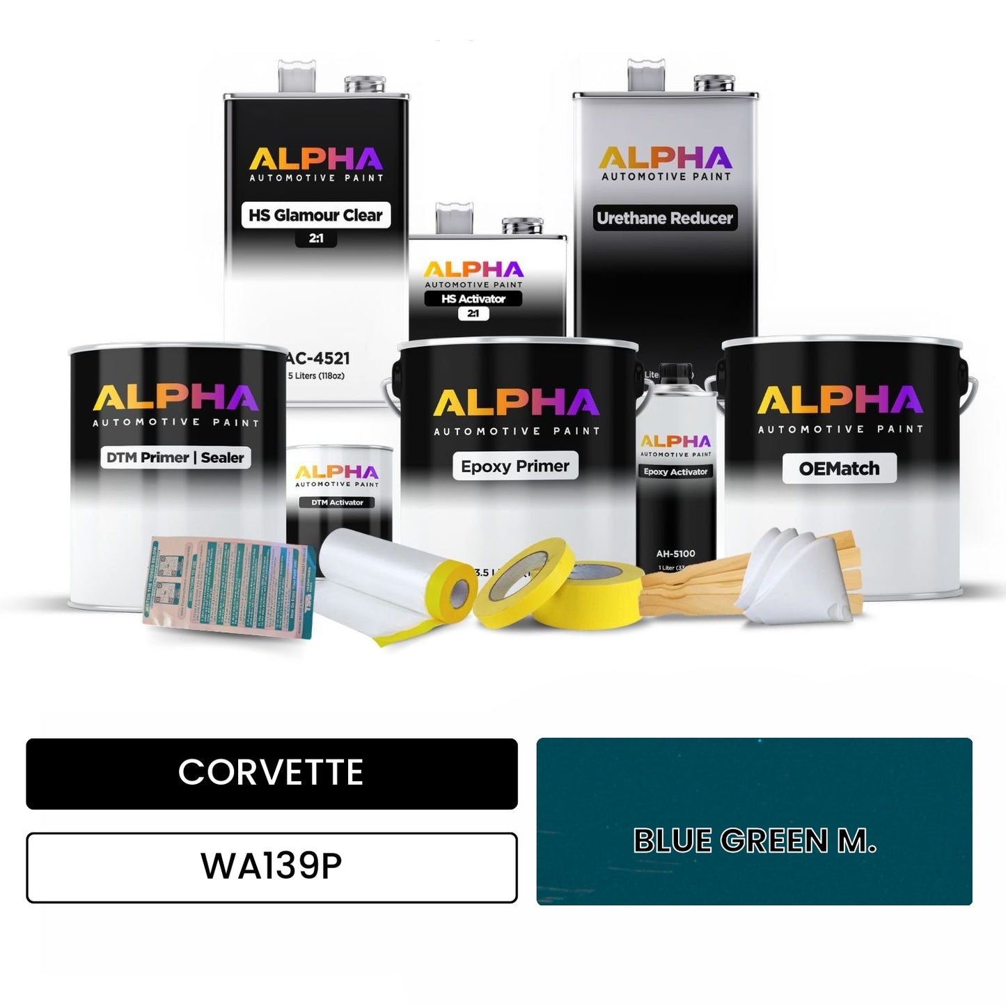CORVETTE BLUE GREEN M. WA139P OEMatch Vehicle Paint Kit