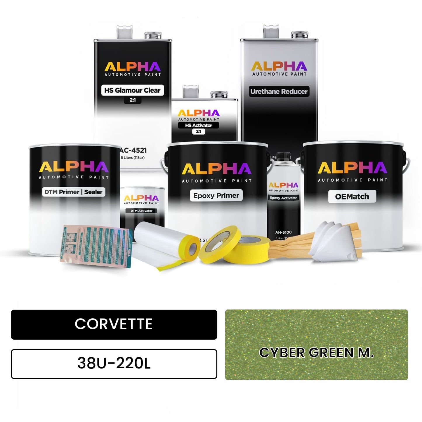 CORVETTE CYBER GREEN M. 38U-220L OEMatch Vehicle Paint Kit