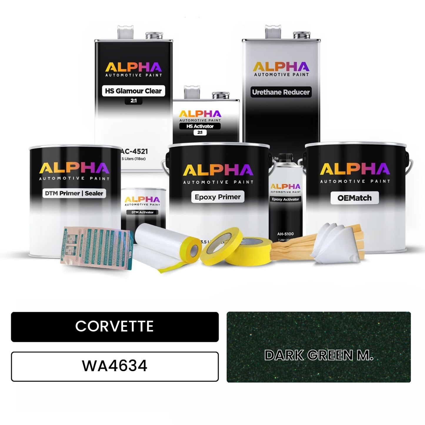 CORVETTE DARK GREEN M. WA4634 OEMatch Vehicle Paint Kit