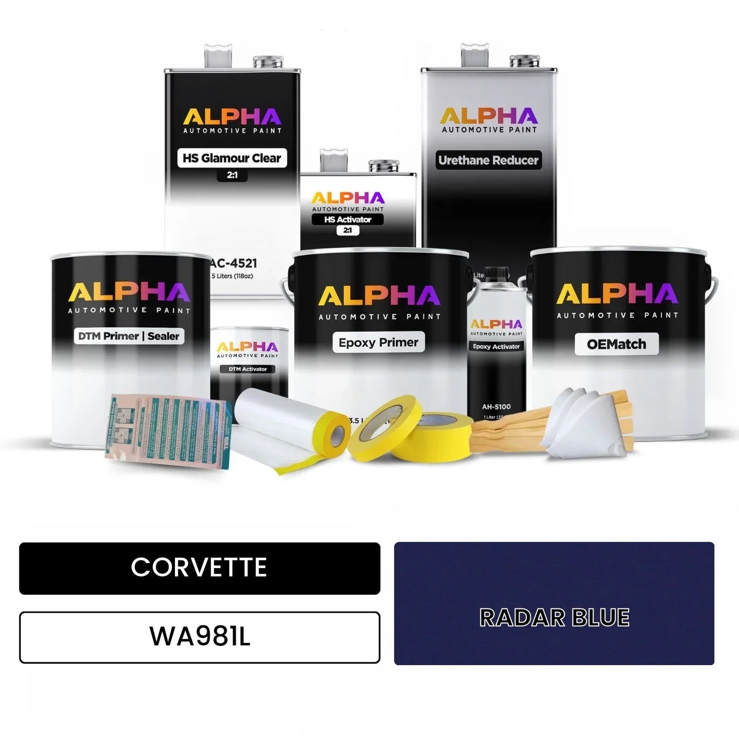 CORVETTE RADAR BLUE WA981L OEMatch Vehicle Paint Kit