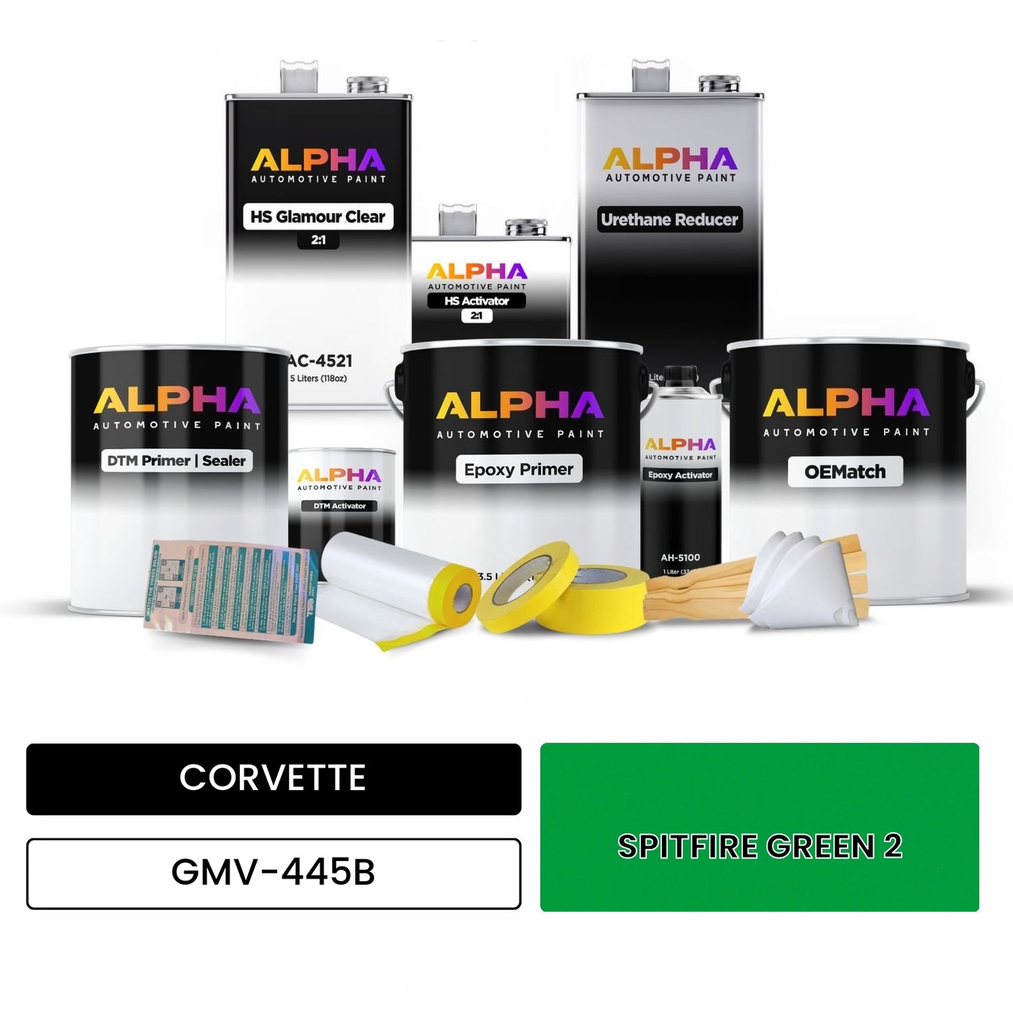 CORVETTE SPITFIRE GREEN 2 GMV-445B OEMatch Vehicle Paint Kit