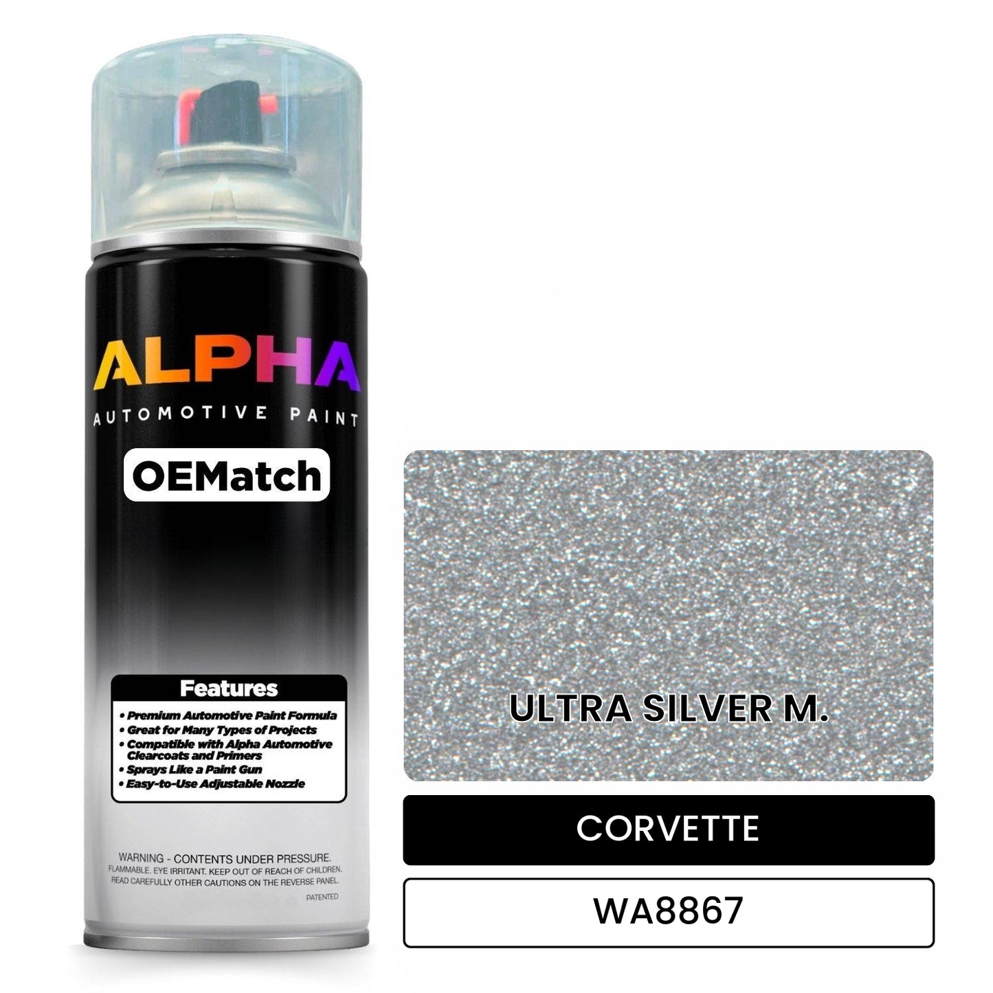 CORVETTE ULTRA SILVER M. WA8867 OEMatch Spraycan