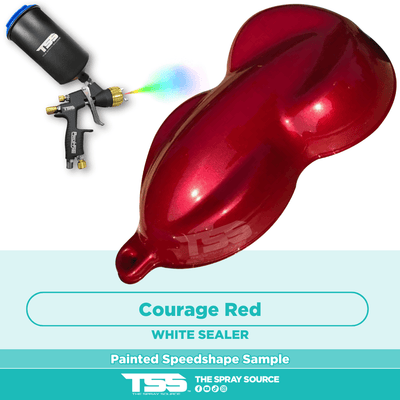 Courage Red Pre-Sprayed Speedshape Paint Sample (White Ground Coat) - The Spray Source - Tamco Paint