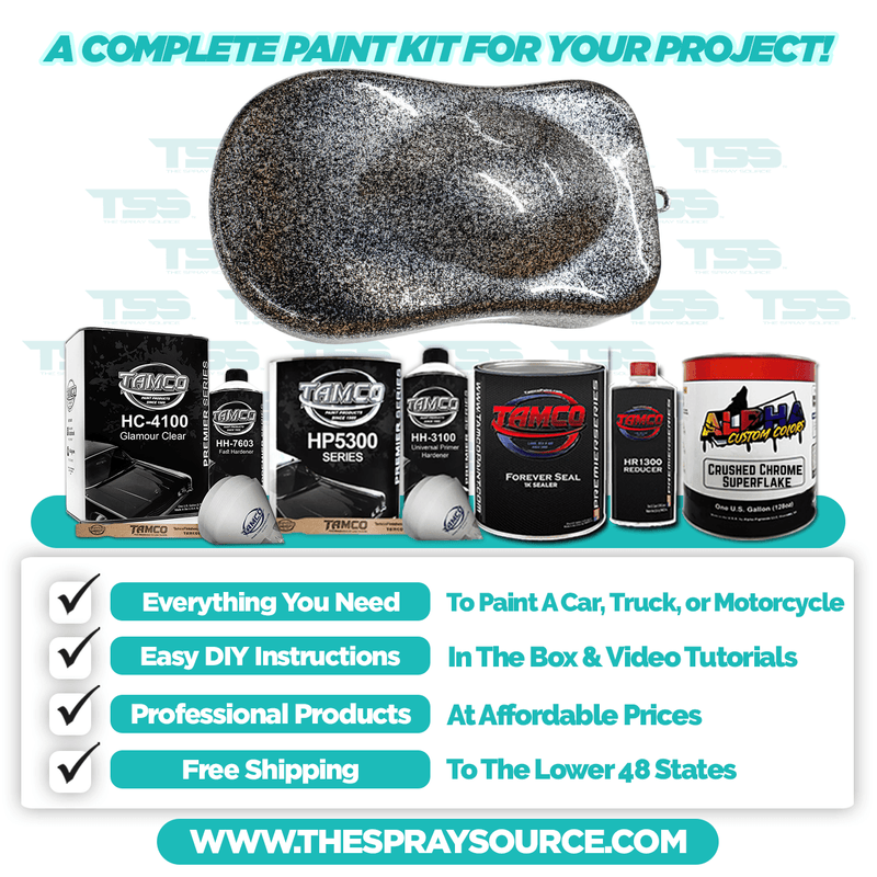 Crushed Chrome SuperFlake Extra Small Car Kit (Black Ground Coat) - The Spray Source - Alpha Pigments