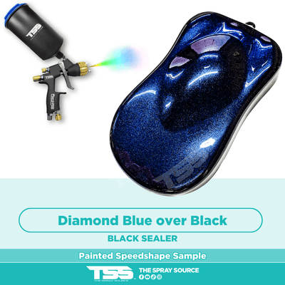 Diamond Blue Pre-Sprayed Speedshape Paint Sample (Black Ground Coat) - The Spray Source - Alpha Pigments