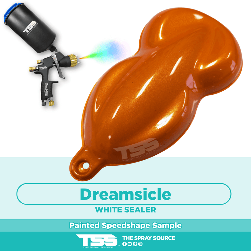 Dreamsicle Pre-Sprayed Speedshape Paint Sample (White Ground Coat) - The Spray Source - Alpha Pigments