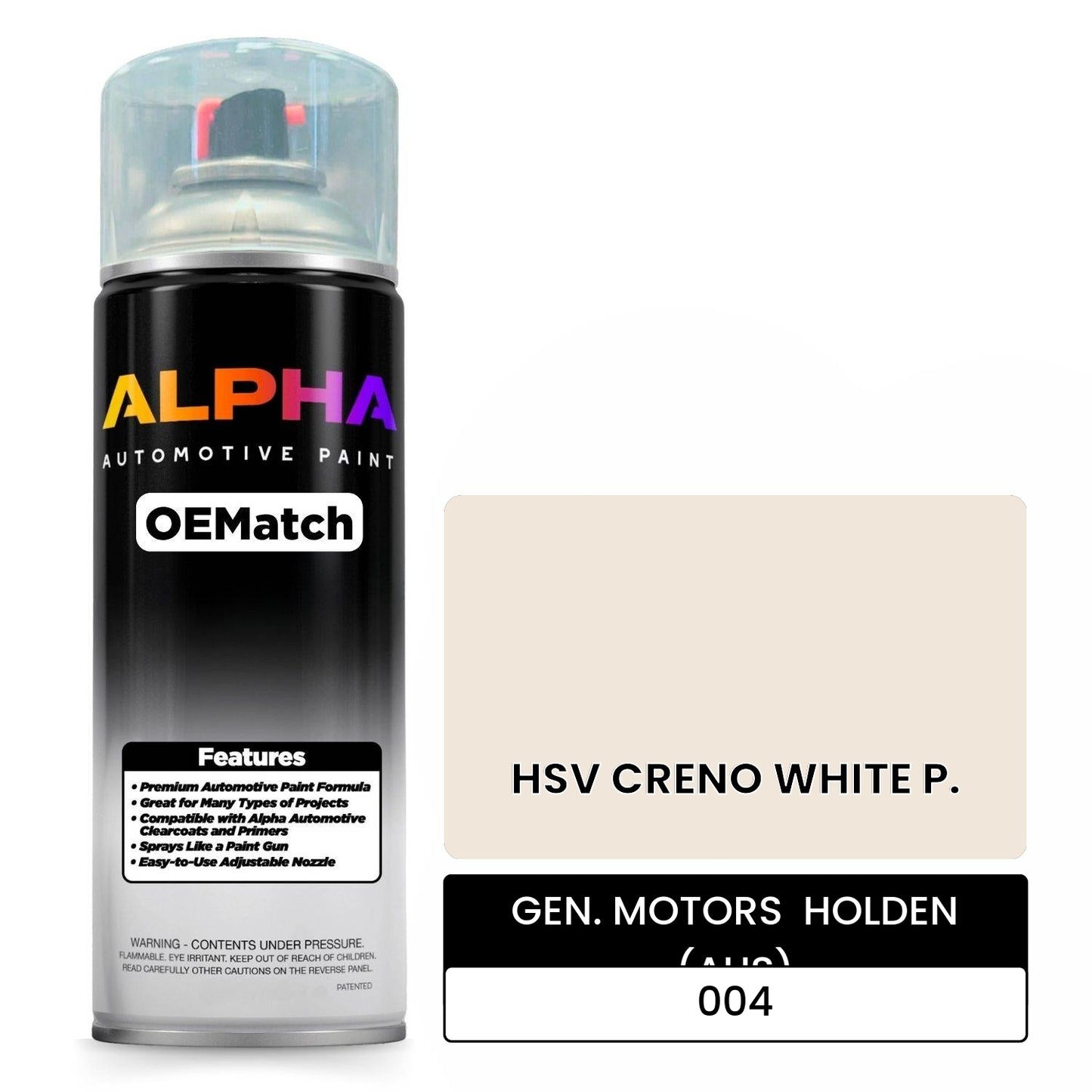 GEN. MOTORS HOLDEN (AUS) HSV CRENO WHITE P. 004 OEMatch Spraycan