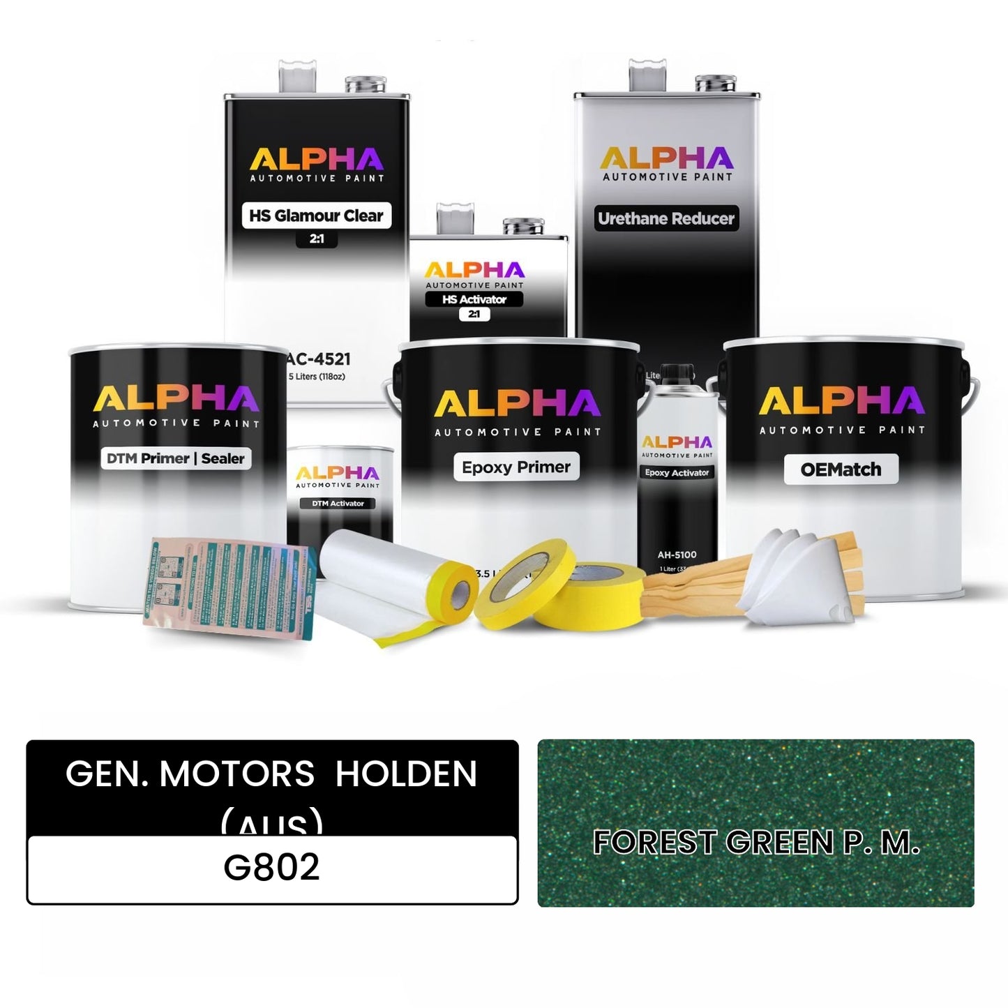 GEN. MOTORS HOLDEN (AUS) FOREST GREEN P. M. G802 OEMatch Vehicle Paint Kit