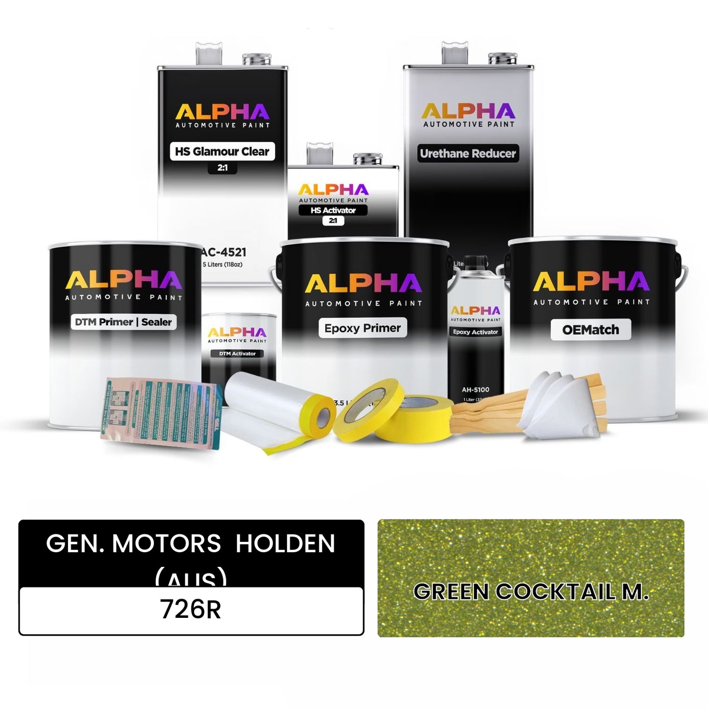 GEN. MOTORS HOLDEN (AUS) GREEN COCKTAIL M. 726R OEMatch Vehicle Paint Kit