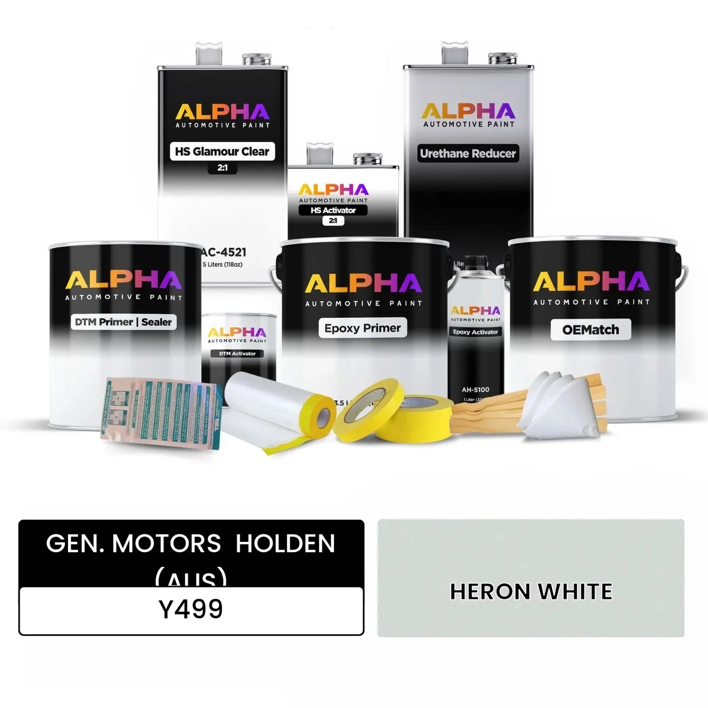 GEN. MOTORS HOLDEN (AUS) HERON WHITE Y499 OEMatch Vehicle Paint Kit