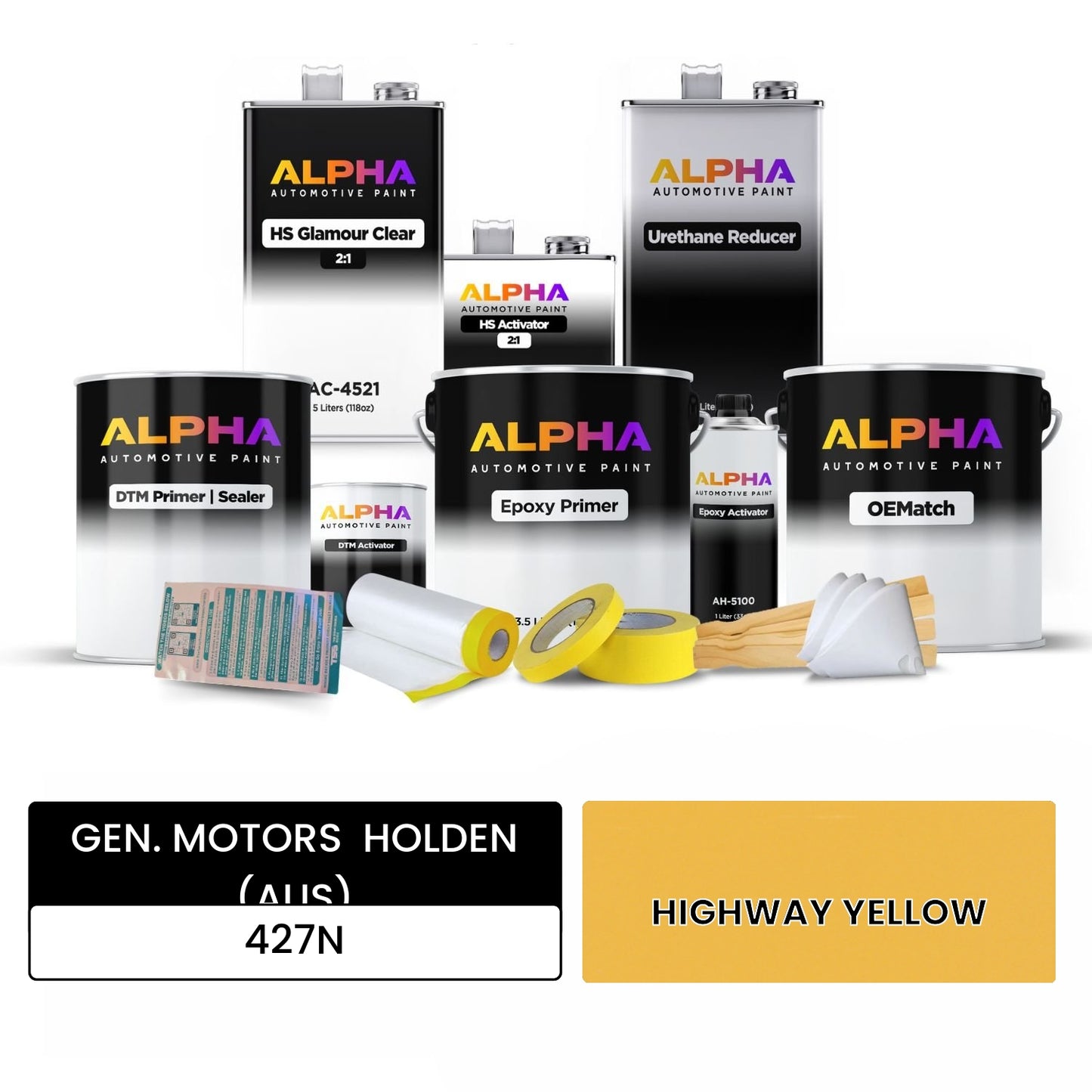 GEN. MOTORS HOLDEN (AUS) HIGHWAY YELLOW 427N OEMatch Vehicle Paint Kit