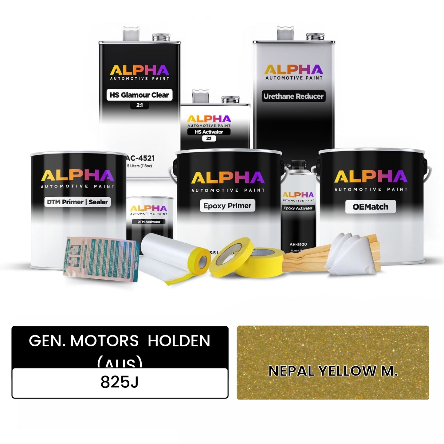 GEN. MOTORS HOLDEN (AUS) NEPAL YELLOW M. 825J OEMatch Vehicle Paint Kit