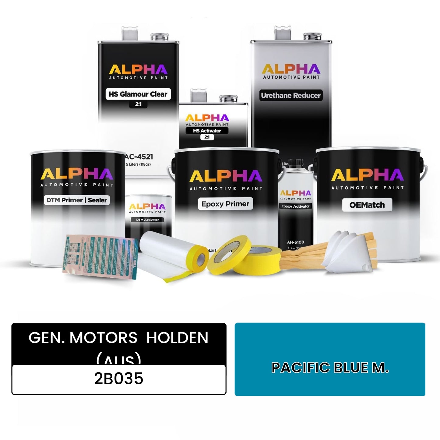 GEN. MOTORS HOLDEN (AUS) PACIFIC BLUE M. 2B035 OEMatch Vehicle Paint Kit