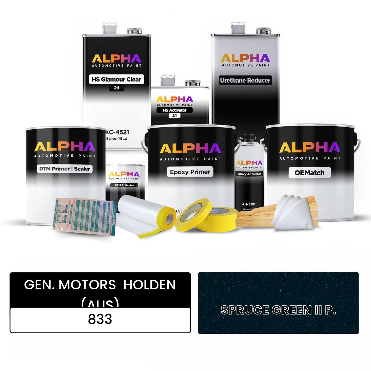 GEN. MOTORS HOLDEN (AUS) SPRUCE GREEN II P. 833 OEMatch Vehicle Paint Kit